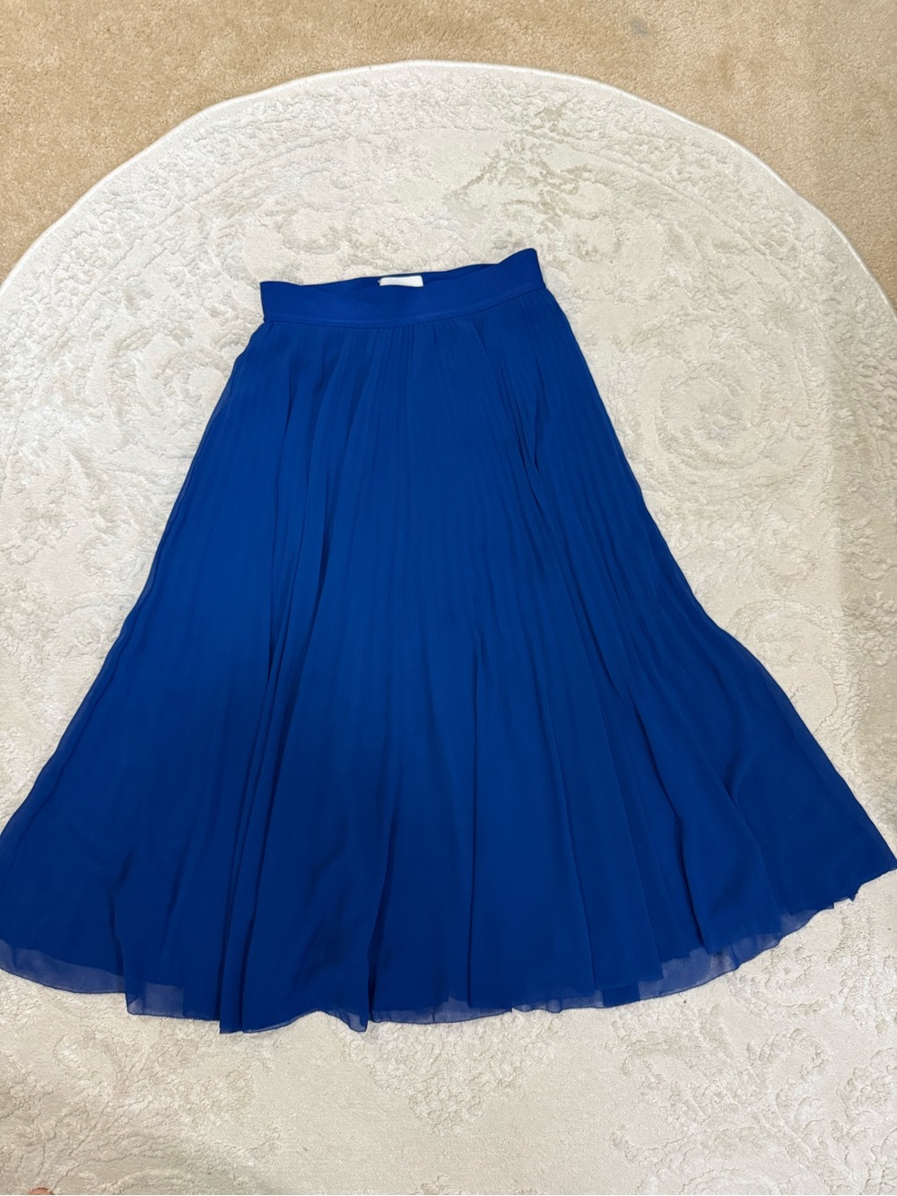 Aritzia Wilfred Blue Pleated Midi Skirt Size M Chiffon Flowy Accordion - Picture 2 of 7